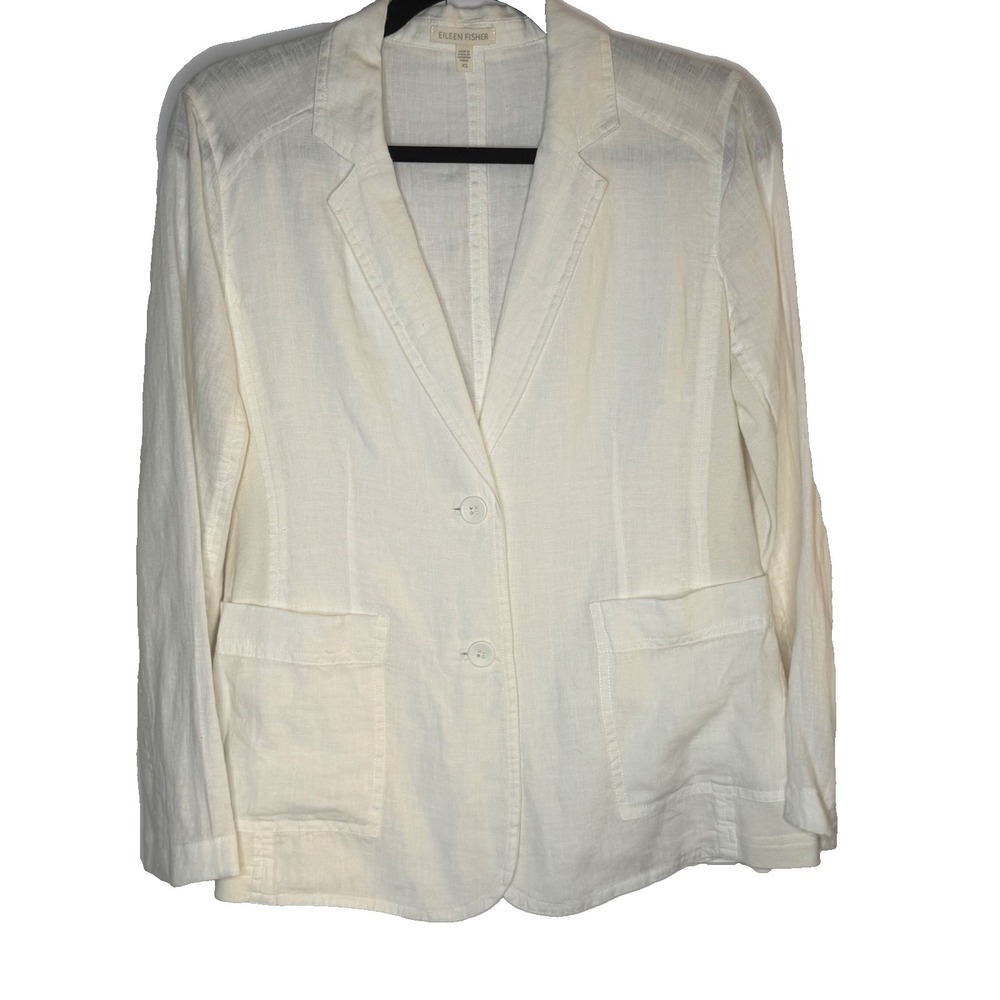 Eileen Fisher 100% Linen Women's XS Minimalist Natural Fiber Jacket Blazer